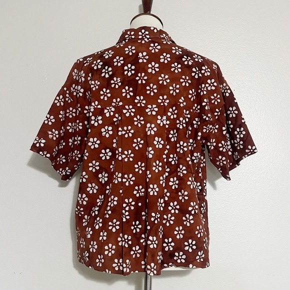 Madewell Bubble-Printed Button-Up CampShirt in Dusty Redwood Size M - Picture 7 of 11